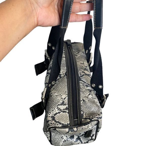 Nine West Gray/Black Small Snake Skin Duffle‎ - Picture 2 of 4